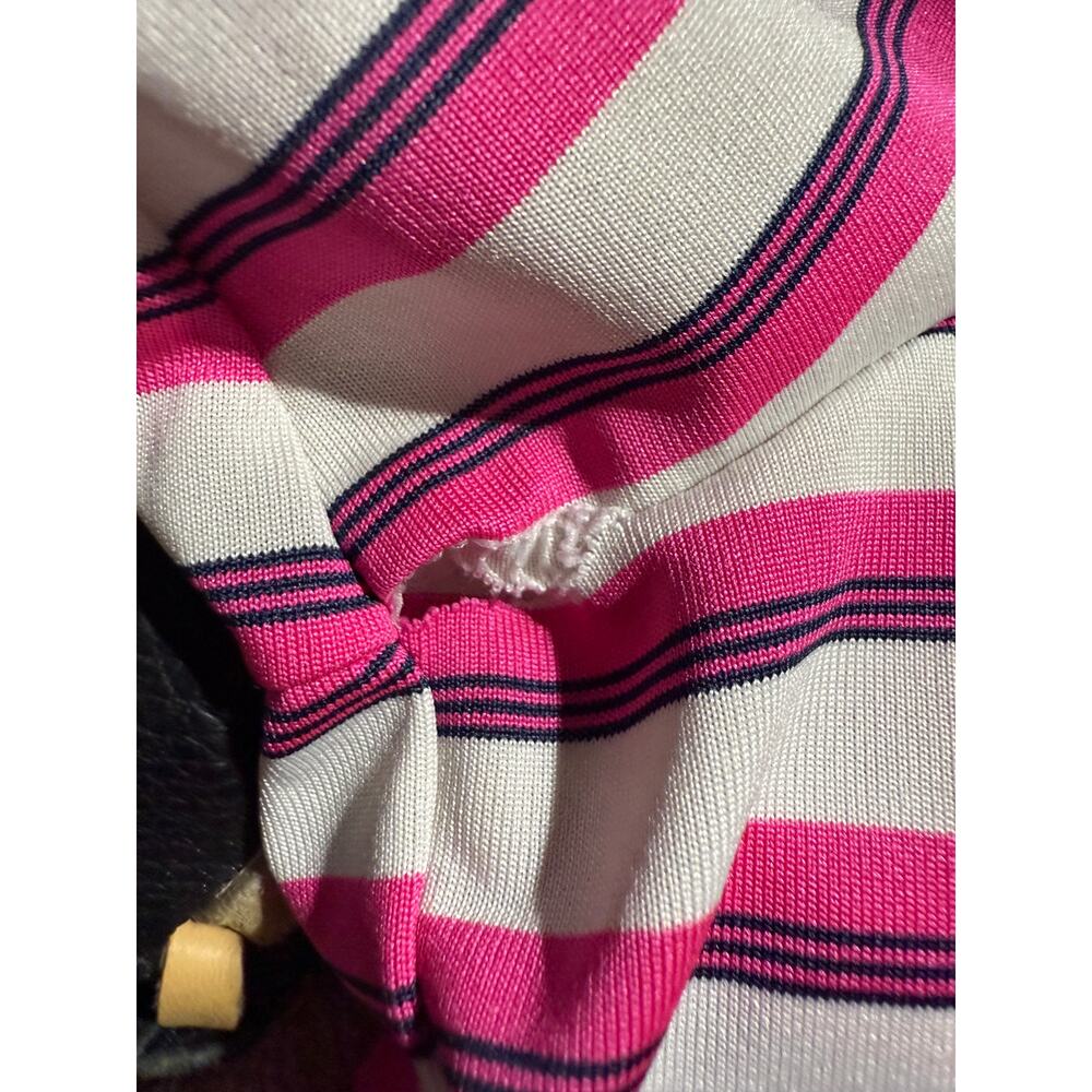 Adidas Performance Stretch Golf Activewear Polo Striped Pink Blue Mens Large - Picture 7 of 8